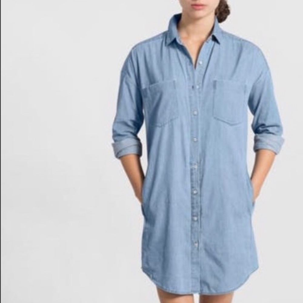 Everlane Long-Sleeve Denim Shirt Dress
